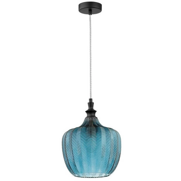Szklana lampa wisząca nad stół BURGOS LE41917 niebieski czarny