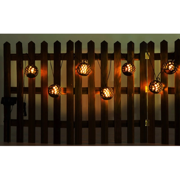 Łańcuch solarny z efektem ognia 4,1m 8 LED czarny ciepła