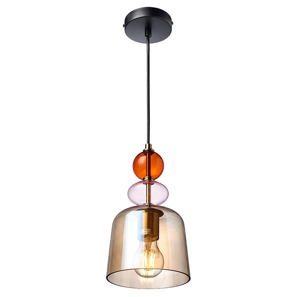 Szklana lampa wisząca Tropea LP-2004/1P S AM retro bursztynowa