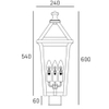 Metalowy słupek ogrodowy Zurich F03647BK Cosmolight IP23 szkło metal czarny