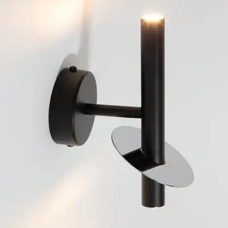 Ścienna lampa do sypialni Sopel Ring 41237 tubka metalowa czarna srebrna