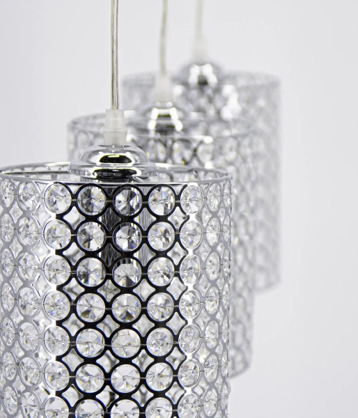 Wisząca lampa sypialniana 5010/3 8C kryształowa chrom