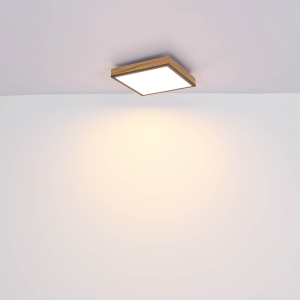 Drewniana LAMPA sufitowa DORO 416080WD1 Globo kwadratowy plafon LED 12W 3000K do sypialni drewno