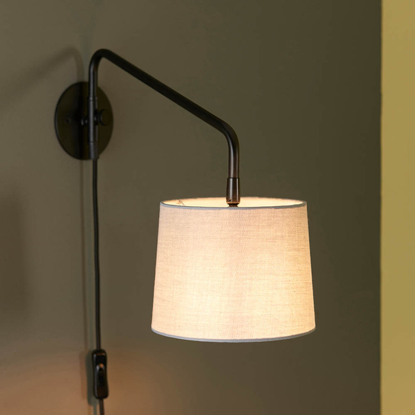 Regulowana lampa ścienna Carlson 79500 z abażurem czarny szary