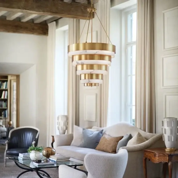 Jadalniany żyrandol Echelon QN-ECHELON-8P nad stół mosiądz