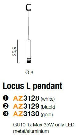 Pojedyncza lampa wisząca Locus złota tuba do przedpokoju