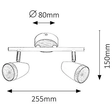 LAMPA sufitowa KAREN 5565 Rabalux skandynawska OPRAWA plafon metalowe reflektorki LED 8W 3000K regulowane drewno białe