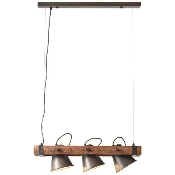 Potrójna lampa wisząca Plow 82173/46 loftowa drewniana czarna