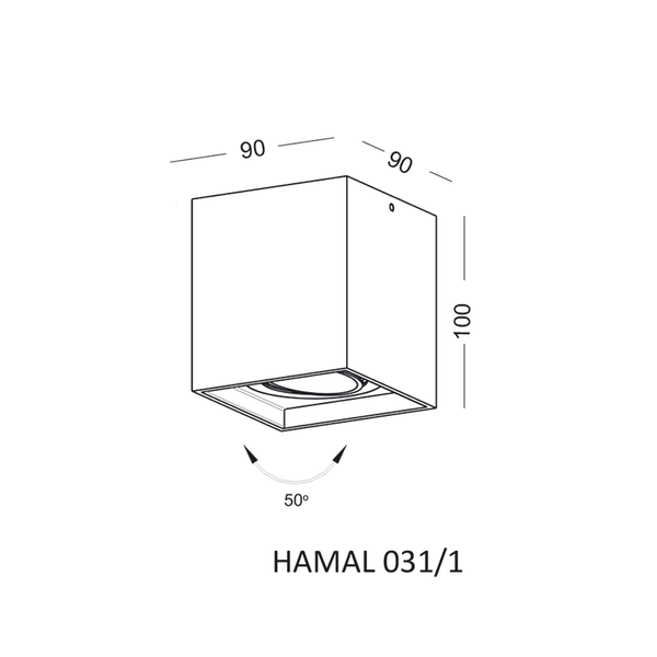 Sufitowa lampka downlight Hamal 303101003 Elkim kostka czarna