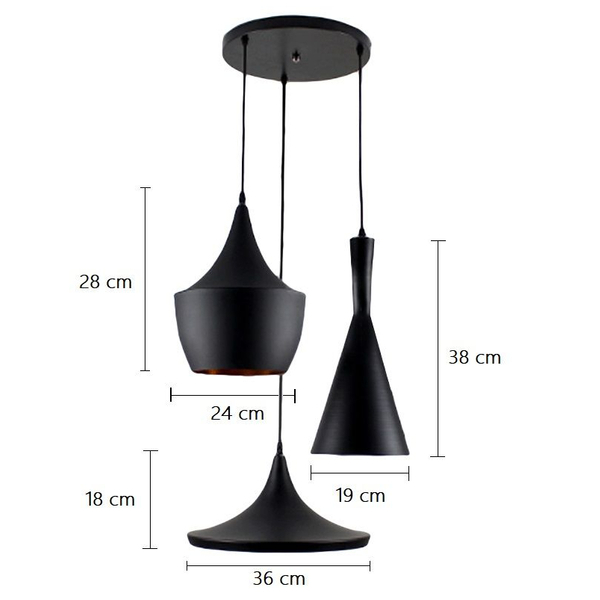 Nowoczesna lampa wisząca Round CHZ3B-E27 nad stół do jadalni czarna kaskada