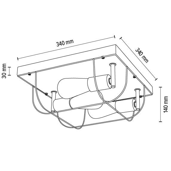 Sufitowa lampa NETUNO 92073357 industrialna retro drewno srebrna