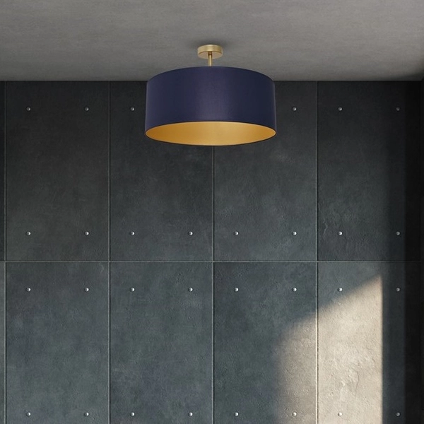 Niebieska lampa jadalniana Ben z tkaniny nad stół plafon nowoczesny