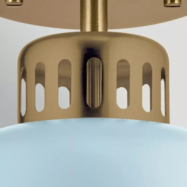 Cylindryczna lampa wisząca York mosiądz jasnoniebieska 1xE27 do salonu ELS-YORK-MP-PNBR-PB