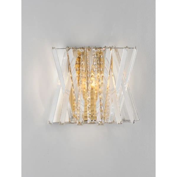 Kinkiet ścienny glamour MELUNTO LE45153 kryształowa do salonu złota