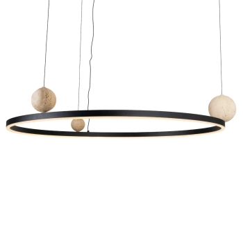 Pierścieniowa lampa wisząca SOLARIS czarna P0702 1xLED 58W 3000K kule