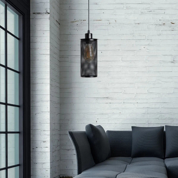 Wisząca lampa Midnight Abigali-ZAE27 Abigali siatka tuba czarna