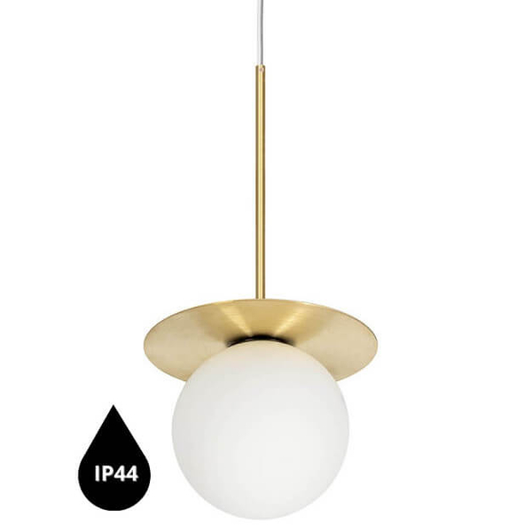 Szklana lampa wisząca Borra BRB131PS0 do łazienki kulista IP44 złota biała