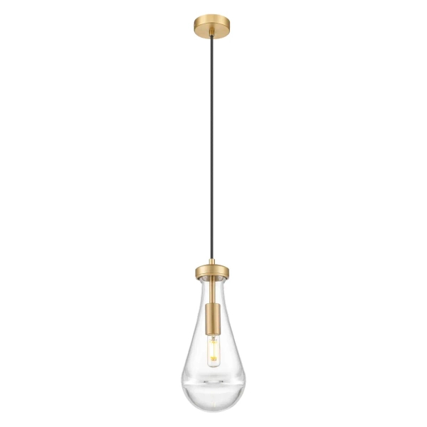 Lampa wisząca kropla art deco MEMPHIS mosiężna szklana metalowa E14 1-punktowa P01128BR