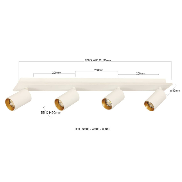 Podłużna lampa sufitowa Parma LP-0612/4C WH Light Prestige LED 50W 3000-6000K biała