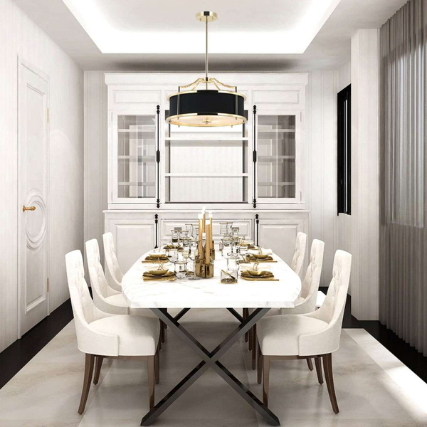 LAMPA okrągła Stanza Gold Nero S Orlicki Design wisząca OPRAWA abażurowa w stylu klasycznym czarna złota
