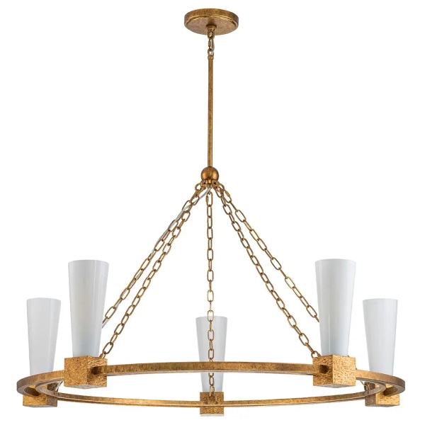 Lampa wisząca ring Kristy KRISTY5-DG-OPAL tubki na łańcuchu złota