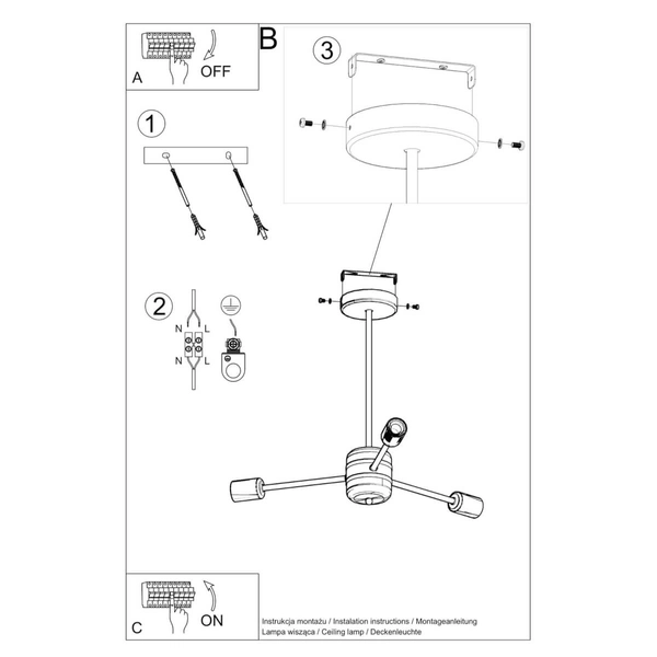 Minimalistyczny żyrandol salonowy SL.1021 lampa czarna