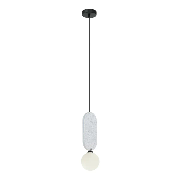 Filcowa lampa wisząca Lorenzo PND-59815-1-LGR okrągła do gabinetu biała