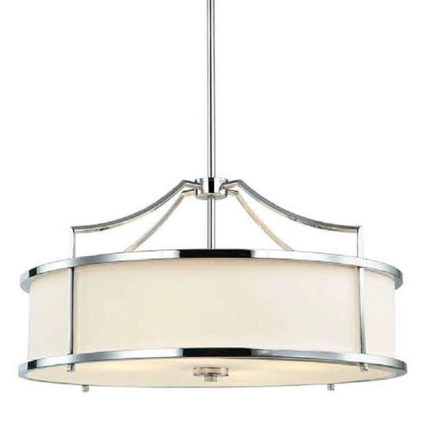 LAMPA wisząca Stanza Cromo M Orlicki Design okrągła OPRAWA w stylu klasycznym abażurowa kremowa chrom