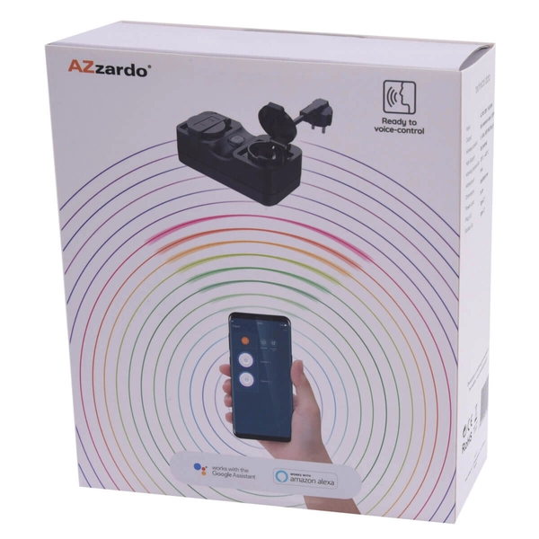 Wtyczka sterowana aplikacją DOUBLE AZ3223 Azzardo IP44 podwójna czarny