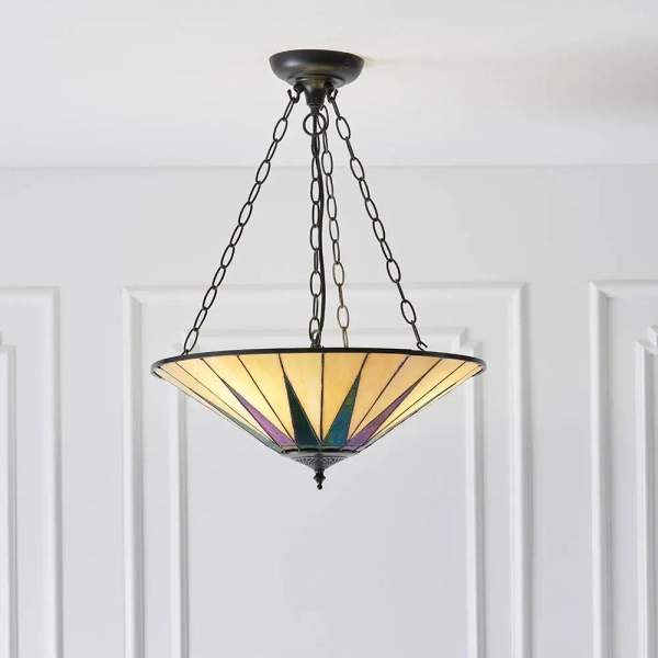 Lampa wisząca na łańcuchu Dark star 70754 szklana witrażowa kolorowa