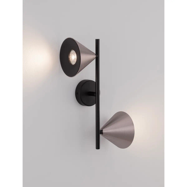 Podwójna stożkowana lampa ścienna SALVADO LE45592 kawowy