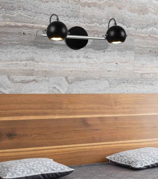 Ruchomy kinkiet Salva K-8002/2 BK klosze czarne chrom