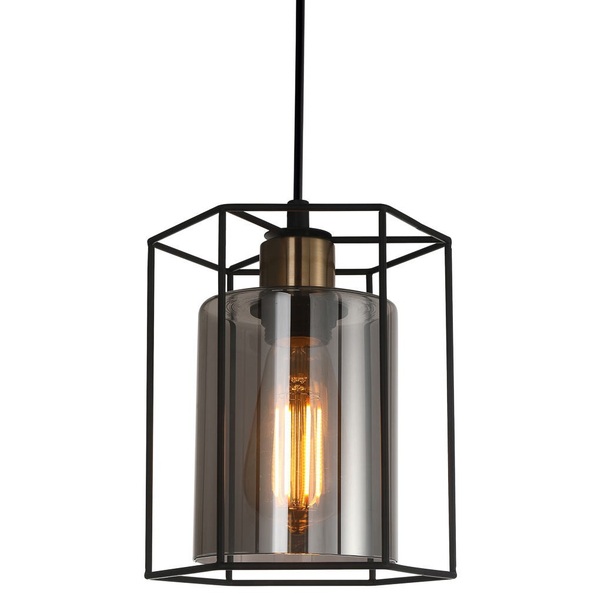 Industrialna LAMPA wisząca KALULA PND-78901-1-BK+SG Italux metalowy ZWIS druciany do przedpokoju czarny