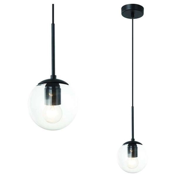 Wisząca LAMPA loftowa Bao Nero I Claro Orlicki Design szklana OPRAWA zwis kula ball przezroczysta czarna