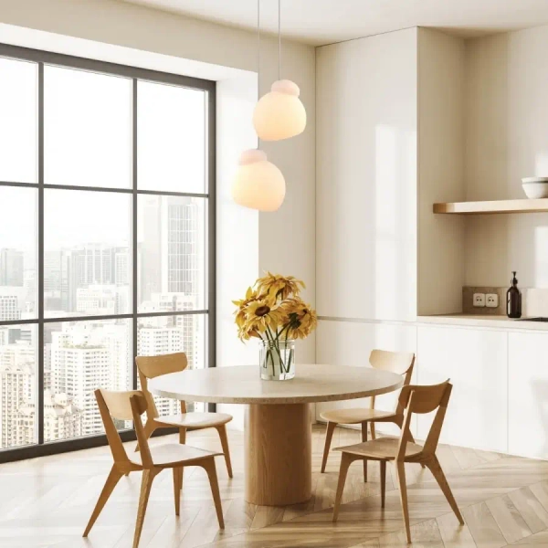 Szklana lampa wisząca 23015 do jadalni nad wyspę biała