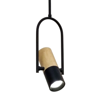 LAMPA wisząca BOVINO LP-1111/1P Light Prestige metalowa OPRAWA tuba ZWIS drewno czarna