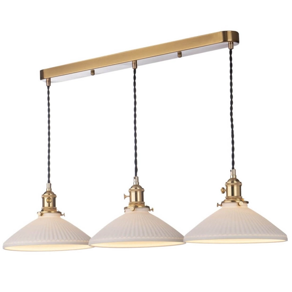 Wisząca lampa ceramiczna Hadano HAD3640-10 potrójna mosiądz biały