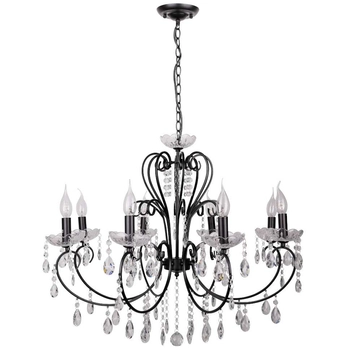 Lampa wisząca AURORA 38-73747 pałacowa glamour crystal czarny przezroczysty