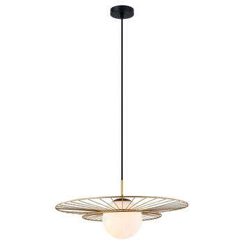 Druciana lampa wisząca ALISON MDM-4001/1 GD okrągła kula ball złoty biały