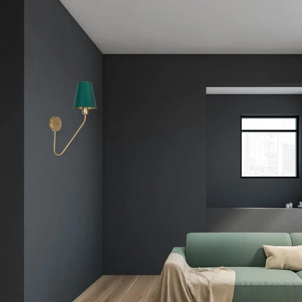Kinkiet ścienny na wysięgniku VICTORIA MLP4906 do sypialni mosiądz zielony
