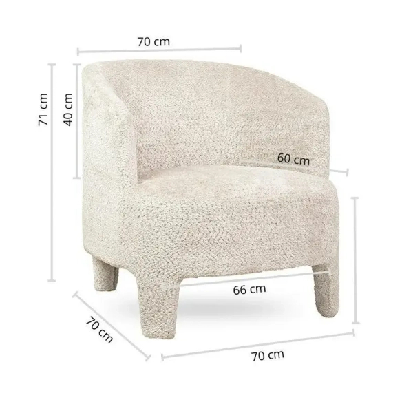 Tapicerowany fotel OSCAR MM001501100358 beżowy kubełkowy tkanina 70cm