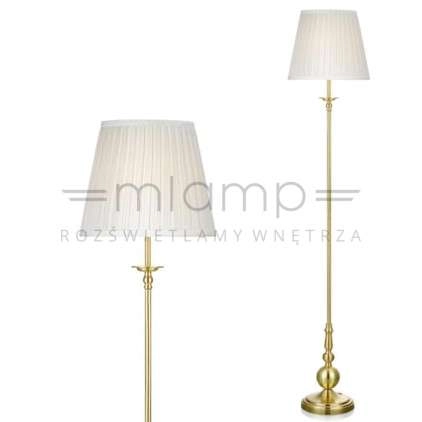Klasyczna LAMPA podłogowa IMPERIA 106322 Markslojd abażurowa OPRAWA stojąca mosiądz biała