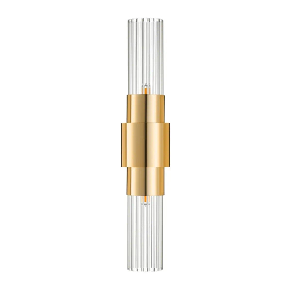 Ryflowana lampa ścienna GLOW ST-DW7790 złota tuba 2xG9 glamour