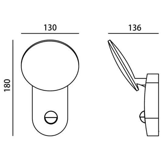 Kinkiet z czujnikiem Monti OWL-6214-S-3K Italux LED 7W 3000K IP54 czarny biały