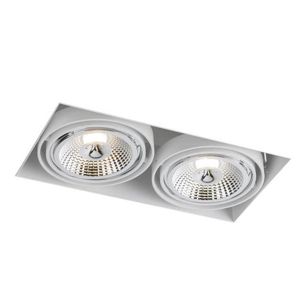 Spot LAMPA sufitowa KOMORO 7328 Shilo prostokątna OPRAWA podtynkowa OCZKO regulowane do zabudowy WPUST biały