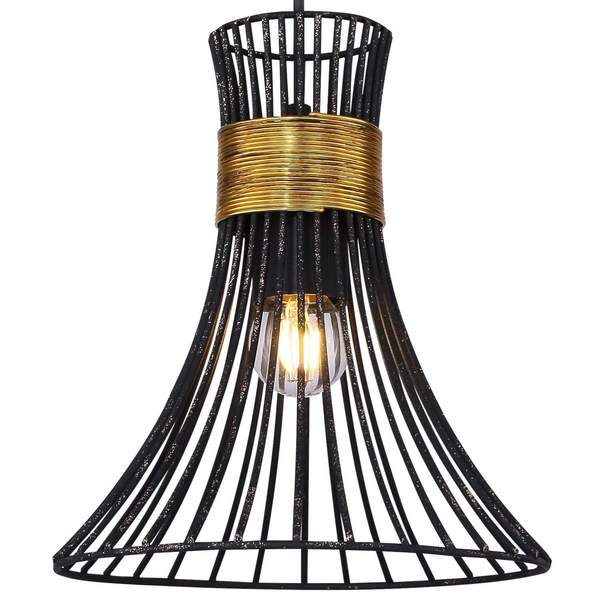 Wisząca LAMPA rustykalna PURRA 54814H Globo metalowa OPRAWA zwis druciany klatka czarna złota