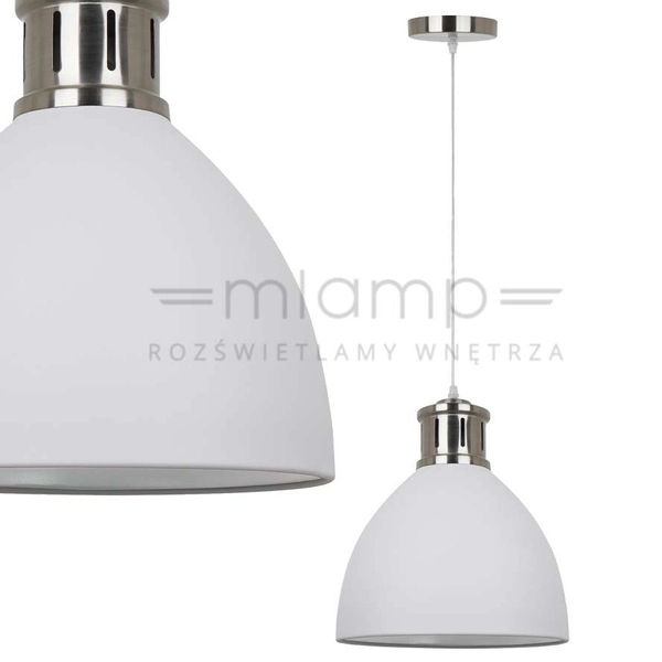 LAMPA wisząca LOLA MD-HN8100-WH+S.NICK Italux metalowa OPRAWA industrialny ZWIS loft kopuła biała