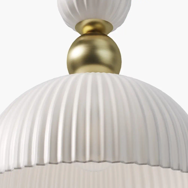 Szklana lampa wisząca glamour Antic MOD302PL-01W1 kopułowa biała złota