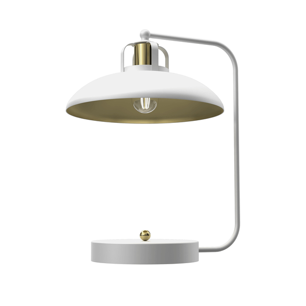 Metalowa lampa sypialniana Felix na szafkę nocną biała złota