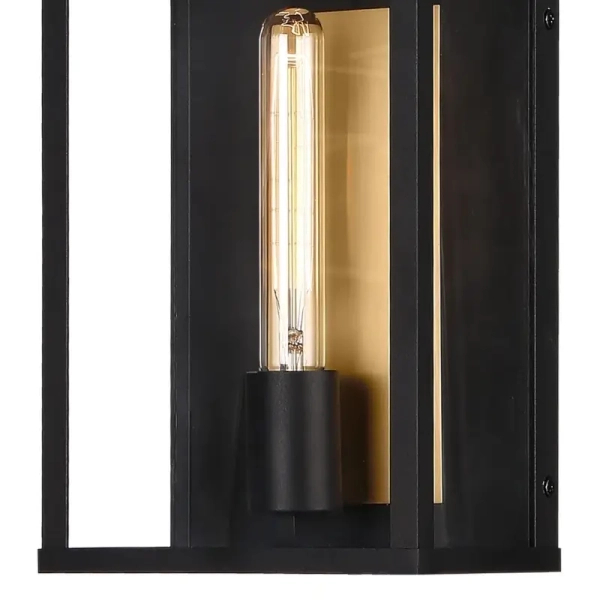 Prostokątna lampa ścienna MALIBU W01326BK czarny mosiądz
